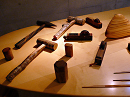 Wooden hammers and oil cases 