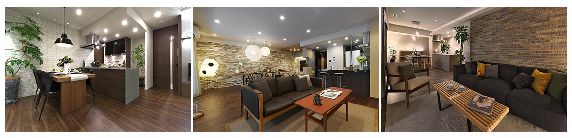 ダークカラーの室内