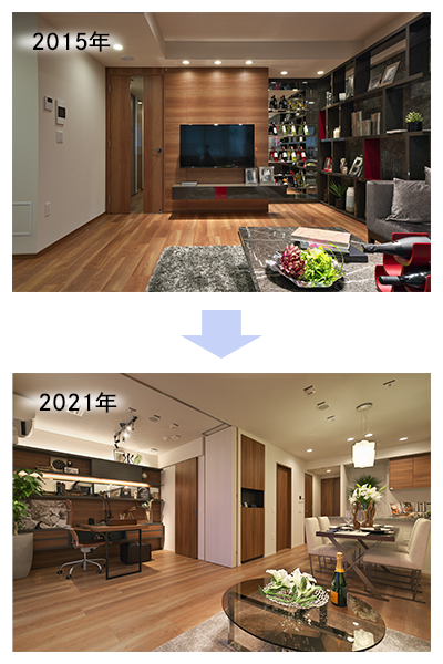 2015年と2021年でのミディアム系カラーの変化