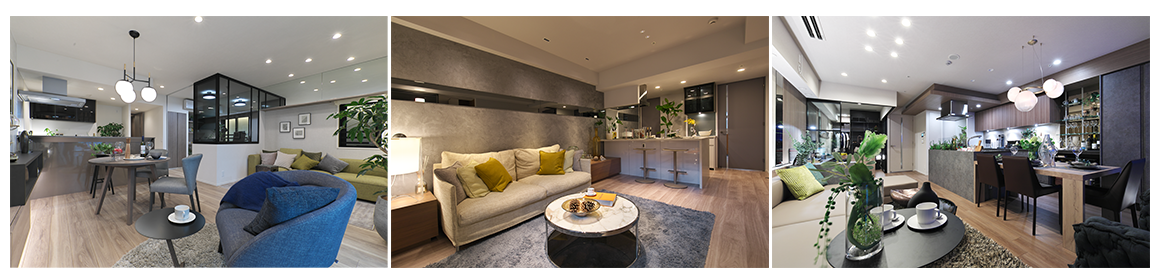 グレー・ディープカラーの室内