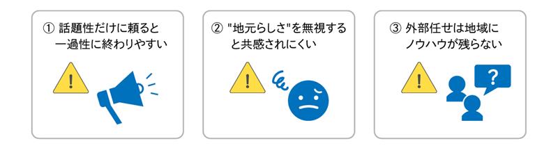 地域活性化がうまくいかない3つの落とし穴のイメージ