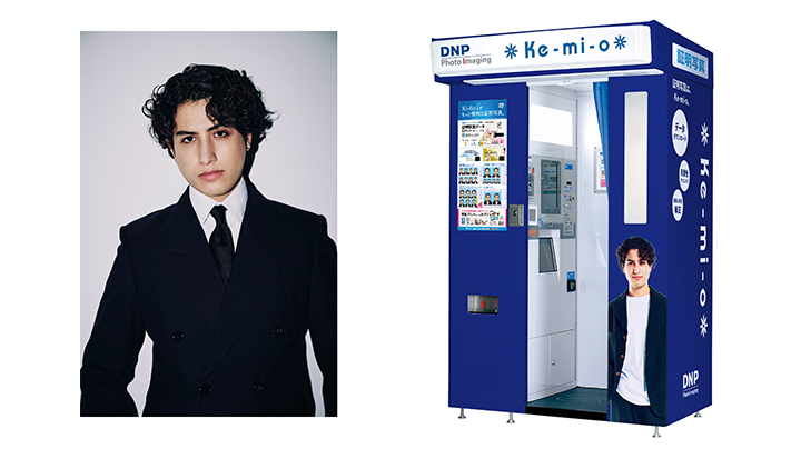 kemioさん（左）、kemioさんのラッピングデザインの筐体イメージ（右）