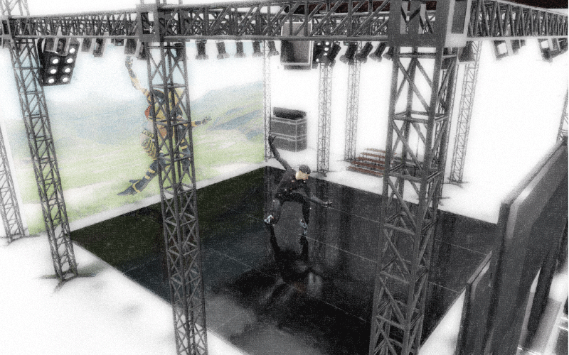 モーションキャプチャーとバーチャルプロダクションが備わったスタジオのイメージ