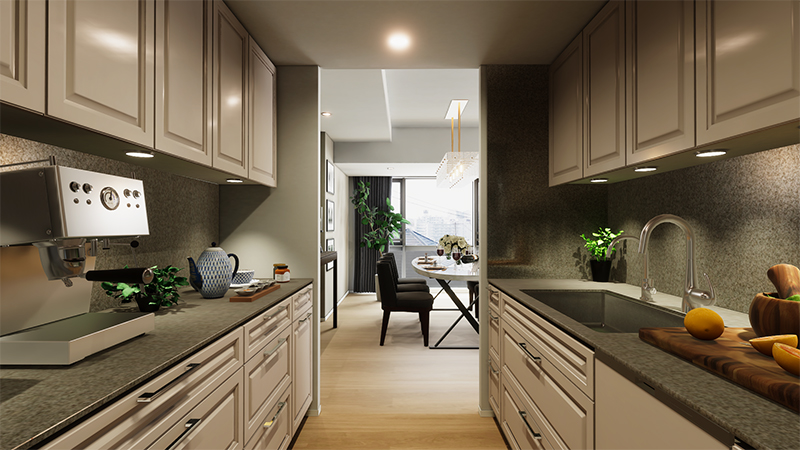 VRモデルルームでは設備の細部、仕上げの高級感や質感を本物のように確認