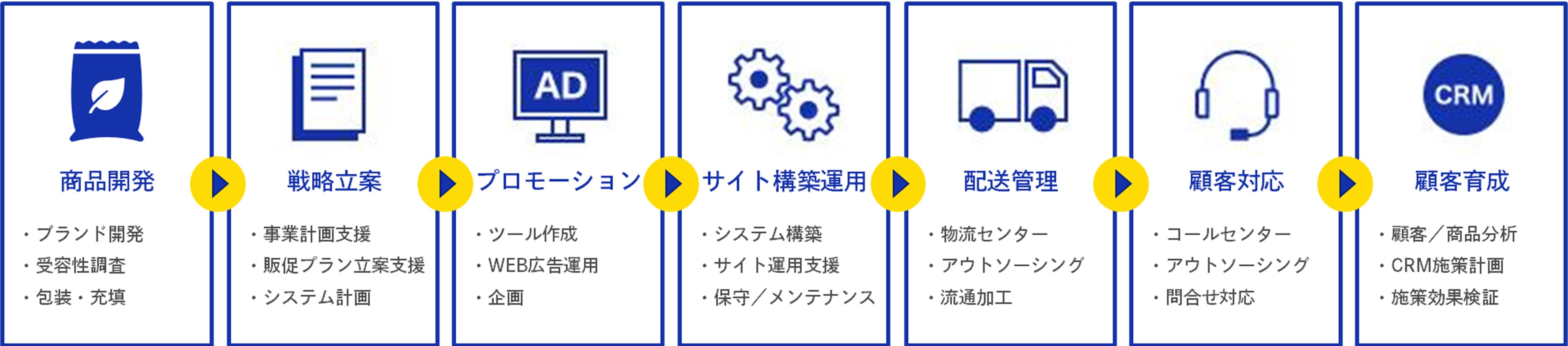 D2C事業におけるDNPの幅広い業務領域イメージ