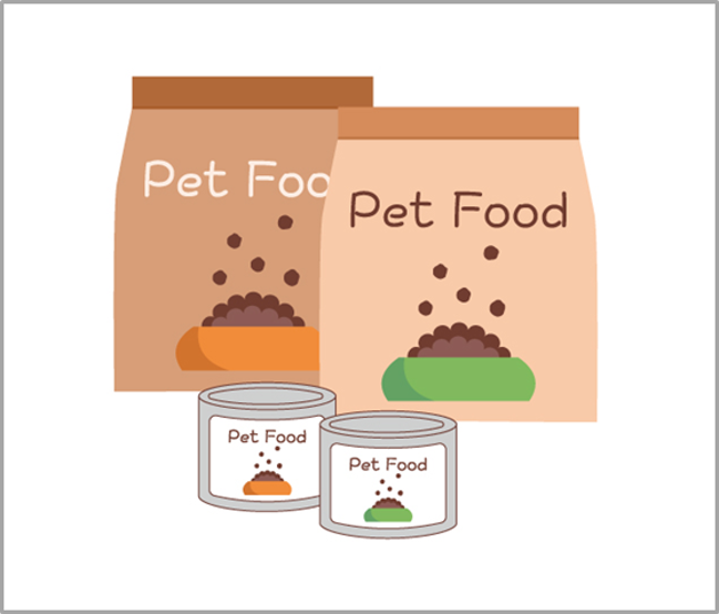 ペットフード用途でアルミック缶が使用されている例のイメージイラスト
