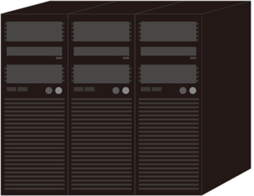 DNP高周波対応マイクロエッチング銅箔の活用事例を示すイラスト。 データサーバーに使用されているプリント基板に活用できます。