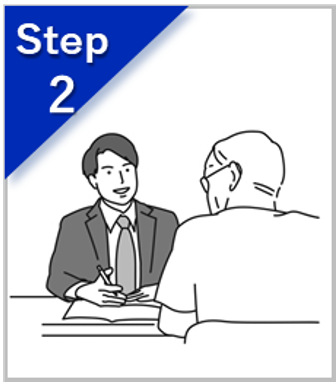 お客様の仕様をヒアリングしている様子のイメージイラスト