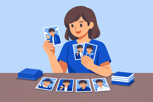 多種類のブロマイドを扱う様子