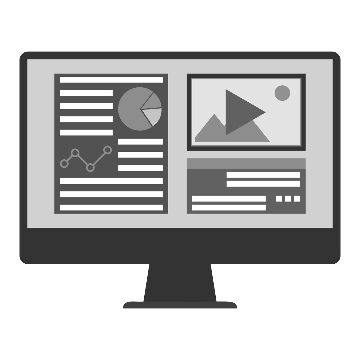 グラフや画像を表示した画面構成を表す、Webページ風のモニターアイコン