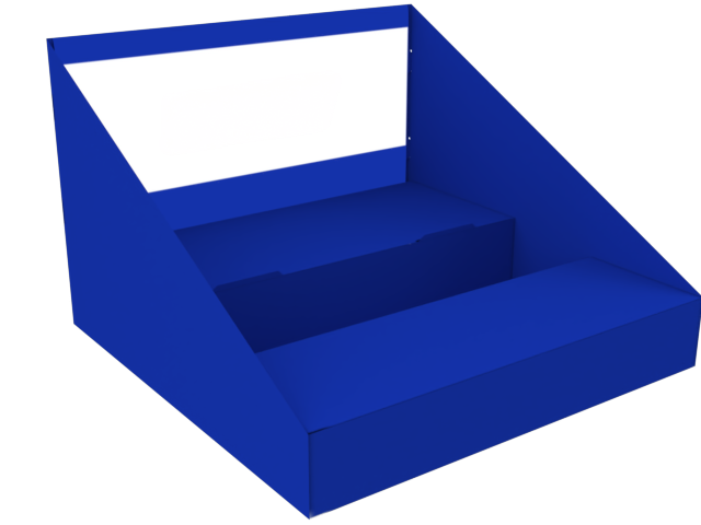 コンパクト梱包多段フロアディスプレイ（カウンター）の3Dイメージ