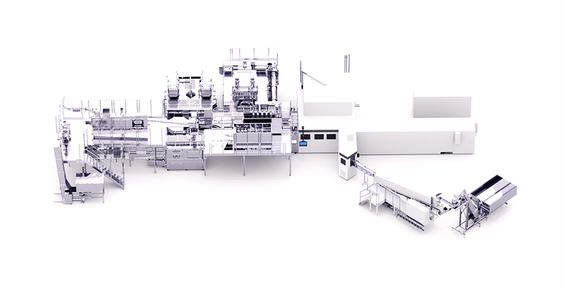 DNPのPETボトル無菌充填システムの三次元イメージ、無菌充填システムの全体概要