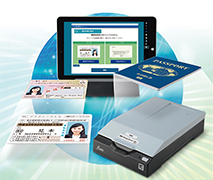 運転免許証・運転経歴証明書・在留カード・特別永住者証明書・パスポート（旅券）・マイナンバーカード（個人番号カード）の真贋判定を補助し本人確認と会員登録など入力業務を効率化する、ID確認システムPROの製品イメージです。